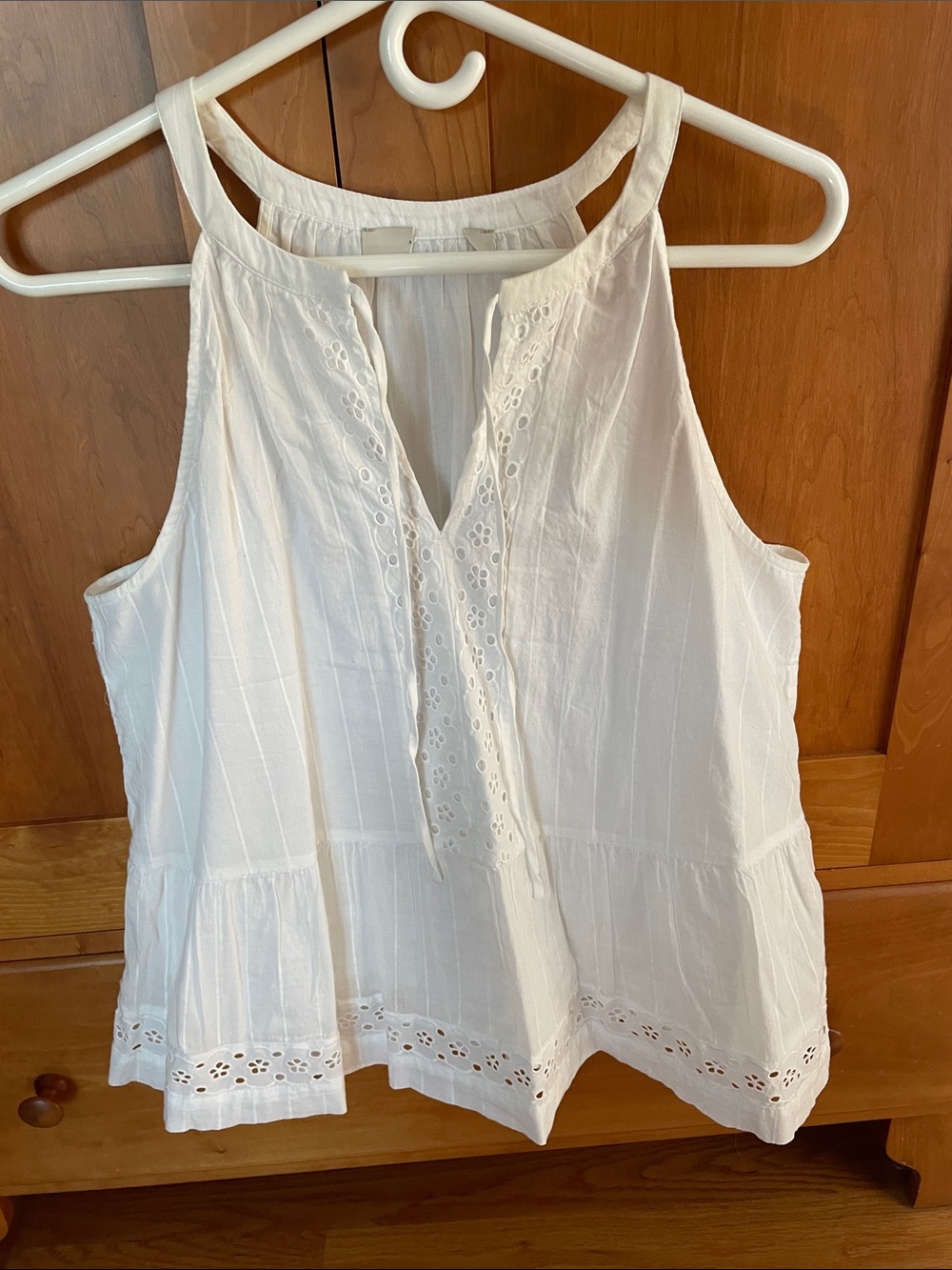 Women’s White Eyelet Tank Top - Lightweight Summer Top
